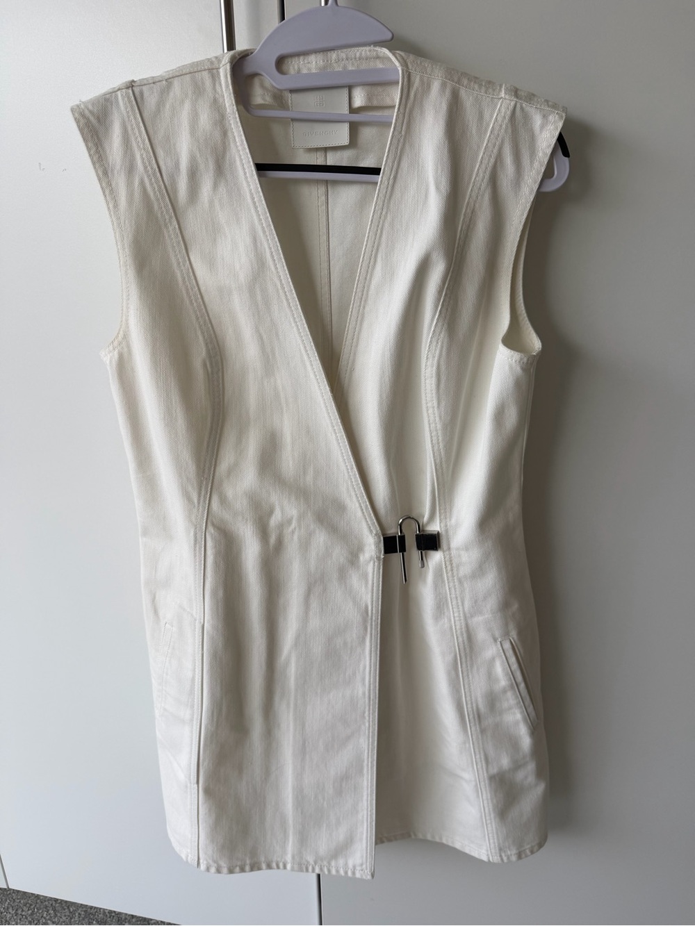 Givenchy padlock white denim structured dress